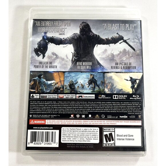 Middle Earth : Shadow of Mordor PlayStation 3 Complete with Manual Tested - Picture 2 of 10
